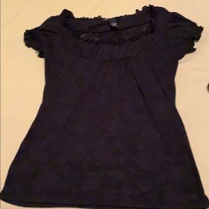 Black flower pattern blouse